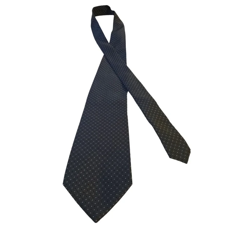Banana Republic Mens Tie Necktie Dark Green White Micro‎ Dot Silk Classic Length